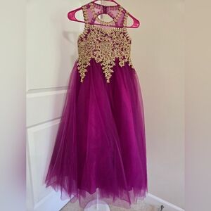 Elegant Purple and Gold Kids Dress
